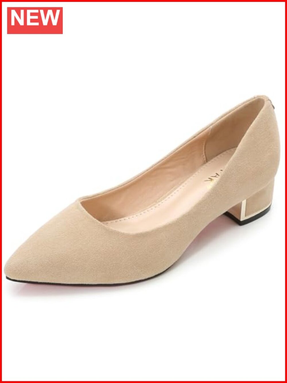 Womens Faux Suede Pointed Toe Pumps Low Stacked Block Heel Slip On Shoes